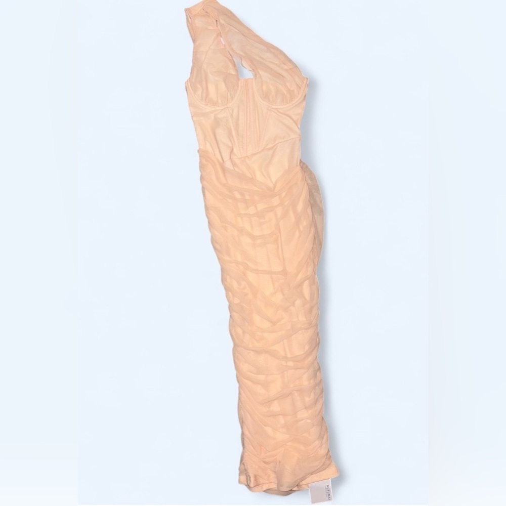 Kutumai One-Shoulder Mesh Corset Midi Dress – Nude/Peach – XS – NWT - Picture 5 of 9